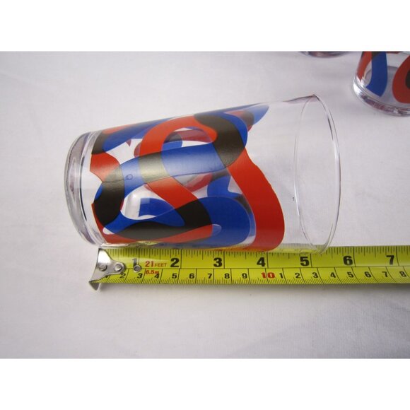 Set of 6 IKEA Framkalla Glasses Tumblers Abstract Red Blue - Made in France - Picture 7 of 8